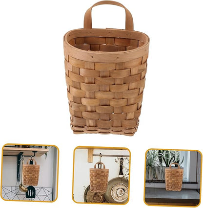 VICASKY Woven Hanging Storage Baskets with Handle Natural Wall Organizer Kitchen and Home Storage Bin for Hanging Light to Heavy Items Decorative and Functional Organizer for Kitchen