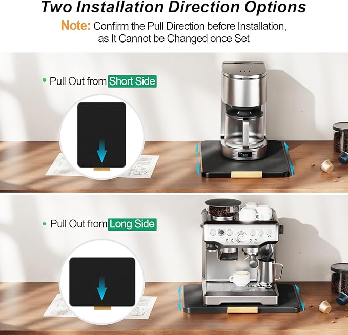 GSlife Appliance Slider and K Pod Storage Basket - 2 in Set of Sliding Tray for Coffee Maker and Under Shelf Storage for K Pod Coffee, Appliance Rolling Tray with Mat for Countertop, Bunlde