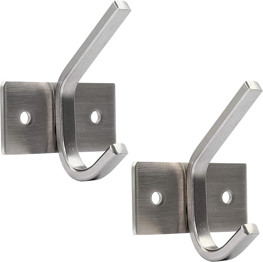 WEBI Robe Hook, Heavy Duty Brushed Stainless Steel 304 Coat Hook Rail Towel Rack, Great Home Storage & Organization for Bedroom, Bathroom, Foyer, Hallway, 1 Hook in 2-Pack