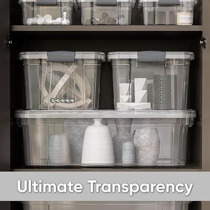 Superio Storage Bins with Lids- 6 Pack, 2.3 Qt Clear Boxes for Organizing, Stackable Plastic Containers- BPA Free, Non-Toxic, Odor Free, Organizer for Home, Office, Dorm