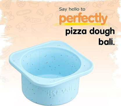 KEVJES PLUS 1000ml Pizza Dough Proofing Containers for DIY family Artisan Pizza, Food Grade Silicone Stackable Boxes with Lids, Freezer, Fridge, Dishwasher Safe-Sprinkles Pattern-3 Pack (Aqua)