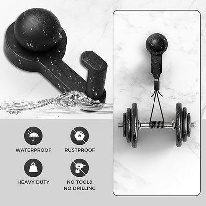 WingWider Shower Hooks for Inside Shower,No-Drill Removable&Reusable Towel Hooks for Bathroom,Heavy Duty Suction Cup Hooks for Glass Window,2 Pack(Black)