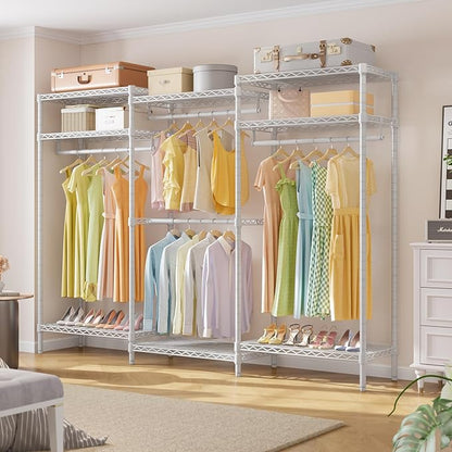 VIPEK V5i Plus Wire Garment Rack Heavy Duty Clothes Racks for Hanging Clothes, Large Free Standing Wardrobe Closet Metal Clothing Racks with Adjustable Shelves for Bedroom, White