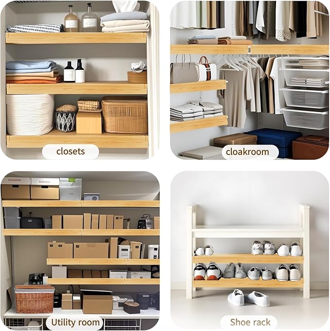 Wire Shelf Cover,KHASIM Wire Rack Covers for Pantry,PVC Wood-Look Faux Wood Shelf Liners,24x12 Inch,0.24 inch Thick for Home and Kitchen Organization