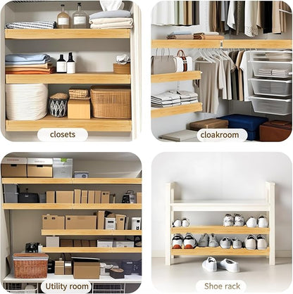 Wire Shelf Cover,KHASIM Wire Rack Covers for Pantry,PVC Wood-Look Faux Wood Shelf Liners,24x12 Inch,0.24 inch Thick for Home and Kitchen Organization