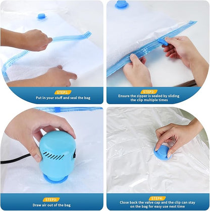 HOTBAG Large Vacuum Storage Bags with Electric Pump 25Pack(5 Jumbo/5 Large/5 Medium/5 Small/5 Roll) Vacuum Seal Bags For Clothing Travel Packing,Blanket,Duvets,Pillows,Comforters