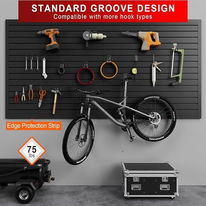 4 x 8 FT Slatwall Panel Garage Wall Organizer, Heavy Duty Slat Wall Paneling Sheets, Interlocking PVC Panels, Garage Slatwall for Tool Organization Mounted Storage Systems