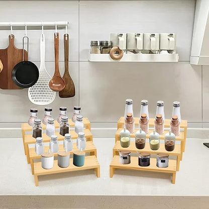 2 Set 8Pcs Large Display Riser Wood Risers Wooden Cupcake Display Stand 4Tiered Racks Perfume Display Dessert Food Stands for Vendors Event Party