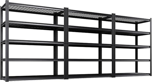 Set of 3 Garage Shelving-3000 lbs 5 Tier Storage Shelves,Adjustable Heavy Duty Metal Shelving Unit and Storage Large Wire Rack,Utility Steel Shelf for Warehouse Industrial Pantry Basement -78"x46"x20"