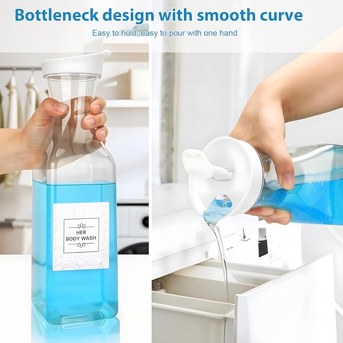 6 Pack Laundry Detergent Dispenser 53 oz Laundry Soap Dispenser with 20 Label Laundry Room Organization for Liquid Powder Bleach Scent Booster Beads