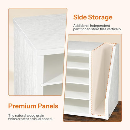 HOOBRO Mail Sorter, Literature Organizer with Adjustable Shelves, Paper Organizer for Office, Home, Wood Countertop File Holders, Mails, Magazines, White WT41WF01