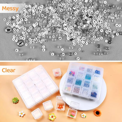 Eppingwin 16 Grids Bead Organizer, Craft Organizers and Storage, Acrylic Organizers, Plastic Bead Organizer Box for Crafts Organizing Storing