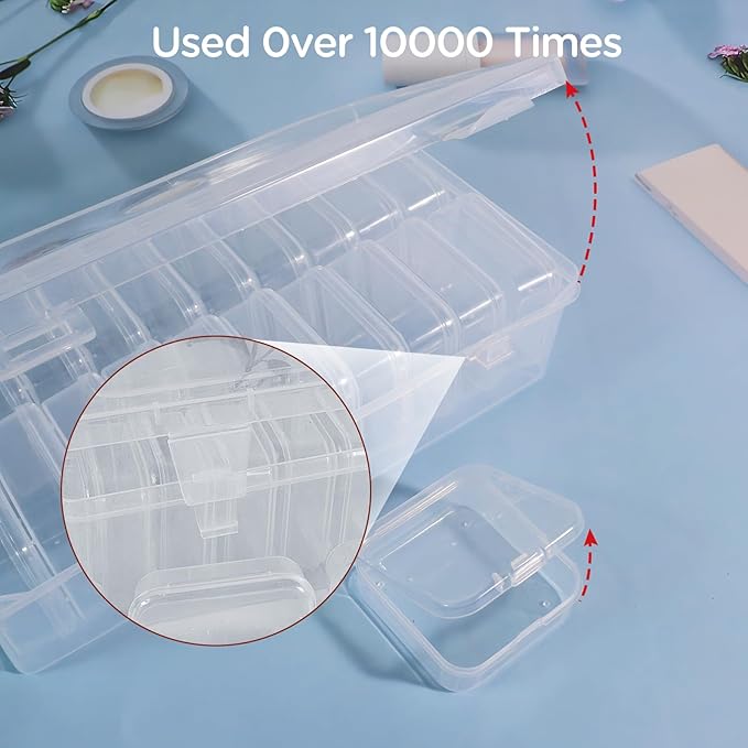 24Pack Bead Organizer Box With Hinged Lid - Clear Bead Storage Containers for Organizing DIY Jewelry Craft and Bracelet Making - Mini Plastic Bead Box (24Pack 2.15 X 2.15 X 0.8inch)
