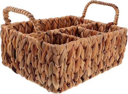 Rustic Woven Straw Storage Basket Lid Storage Basket for Cutlery Desktop Sundries Holder