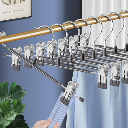 HWAJAN 20PACK 14Inch Pants Hangers with Clips Adjustable Skirt Hangers for Women Metal Non-Slip Trousers Hanger Heavy Duty Space Saving Clothes Hanger for Shorts,Jeans,Gray