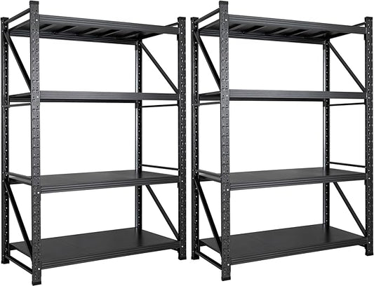 Set of 2 48" Wide Heavy Duty Garage Shelving Units,3000LBS 24 Deep Storage Shelves,Metal Garage Shelves,Large Storage Rack,Steel Shelf,Industrial Shelving for Shop,Warehouse,48" W x 24" D x 70" H