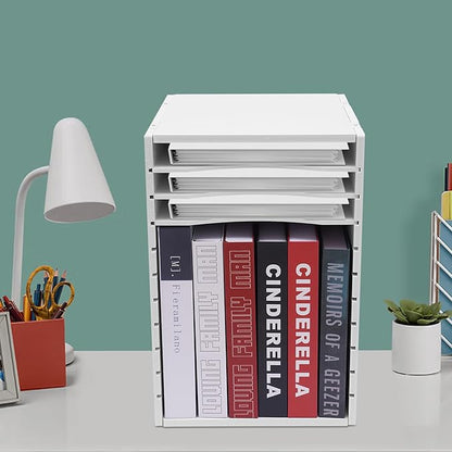 Desktop File Sorter, 11 Compartment Vertical Desktop Sorter, Literature Organizer Sorter Paper Organizer Storage File Sorter Mail Center Magazine Holder, Classroom Mailbox Paper Storage, White