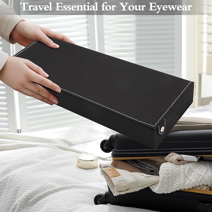 Baojulong 8-Slot Eyeglass Case Organizer - Stylish Storage for Sunglasses & Glasses, Ideal for Home Use & Eyewear Collectors