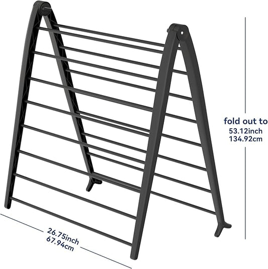 Whitmor Spacemaker Folding Drying Rack, Indoor Clothes Organizer with Patent-Pending Design, Space Saving, 6" L x 26" W x 51.5" H, Black