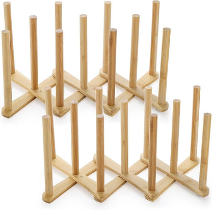 Lawei 2 Pack Bamboo Bottle Drying Rack, Retractable Bottle Cup Dish Drying Rack, Plastic Bag Dryer Rack and Portable Drainer Stand Holder for Water Bottles, Plate, Cup, Pot Lid, Cutting Board