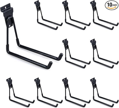 Slatwall Hooks Heavy Duty Slat Wall Accessories Garage Large U Hooks Storage Utility Hanging Hooks for Garage Organizers, Black(10 Pack)