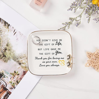 Piudee Step Mom Gifts for Bonus Mom Jewelry Dish Ring Dish Tray for Mother in Law Birthday Christmas Valentines Mother's Day Gift for Stepmom Bonus Mom - Thank You for Loving Me As Your Own