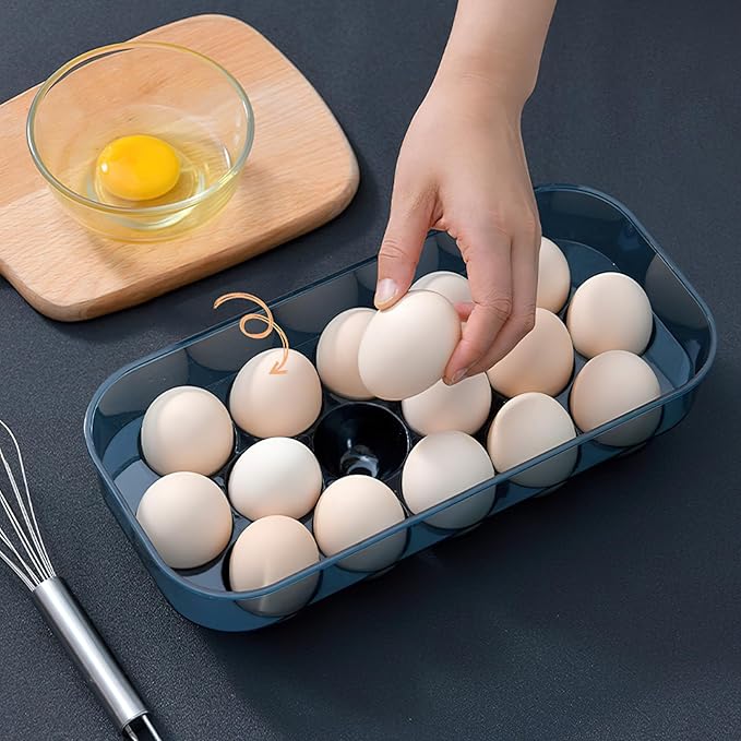 Plastic Covered Egg Container Holders Storage Cartons for Refrigerator Camping Traveling with Lid Blue