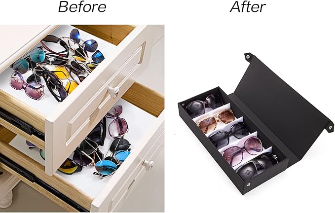 TRIUMPH VISION Sunglasses Organizer Storage Eyeglasses Holder - Multiple Glasses Case Box Eyewear Case with Lid