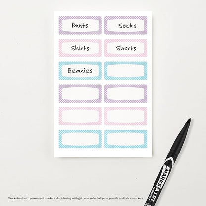 Avery No-Iron Fabric Name Labels, Soft Pastels Preprinted Designs, Handwrite Only, 24 Preprinted Labels (40775)