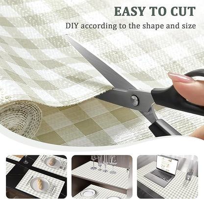 Shelf Liner for Kitchen Cabinets 24" x 120" Non-Adhesive Non-Slip Drawer Liners for Dresser, Waterproof Washable Paper, Durable Protector Mat for Pantry Shelves Cupboards, Green Plaid