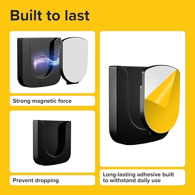 Magnetic Remote Control Holder - 10 Pcs Black Set for TV, Fan, and Air Conditioner Remotes - Wall Mount with Self-Adhesive Back for Easy Installation and with our Powerful and Sleek Magnetic Holders
