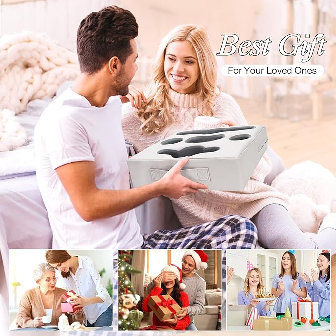 STBoo Couch Cup Holder Pillow Tray - Sofa Drink Cup Holder Cozy Buddy | Bed Caddy Organizer for Remote, Snacks Beverage, Phones, Tablet | Use it on Car, Pack, Beach, RV, Boat, Bedroom (Silvergrey)