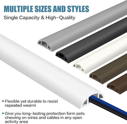 Floor Cord Covers for Wires 20FT Cable Hider Wire Coverr Self Adhesive Cord Hider Floor for Offices, Homes, Workshops, Warehouses Cable Cavity 0.47" W x 0.27" H