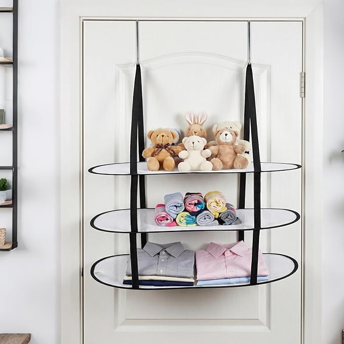 2Pcs 3 Tier Over The Door Folding Drying Rack with Excellent Load-Bearing,Large Sweater Drying Rack,Lay fold Flat Mesh Clothes Hanging Dryer for Quickly Dry Clothing,Sweater,and Room Organization