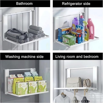 Magnetic Appliance Shelf, Metal Side Storage Organizer for Refrigerator, Washing Machine & Bathroom, Space Saving Utility Rack for Laundry Detergent, Towels, Kitchen Supplies (White)
