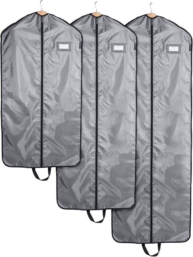 Covermates Keepsakes Garment Bag Set - Premium Polyester - Full Length Zipper - ID Window - Carrying Handles - Closet Storage, Grey
