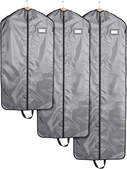 Covermates Keepsakes Garment Bag Set - Premium Polyester - Full Length Zipper - ID Window - Carrying Handles - Closet Storage, Grey
