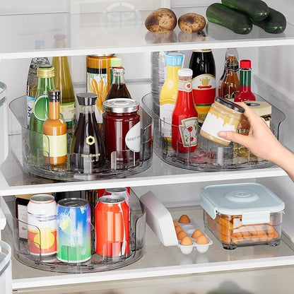 360° Rotating Lazy Susan for Refrigerator, 13.5''x8.5'' Clear Lazy Susan Turntable for Refrigerator Organizers and Storage, Kitchen, Table Top, Cabinet, Pantry, Countertop
