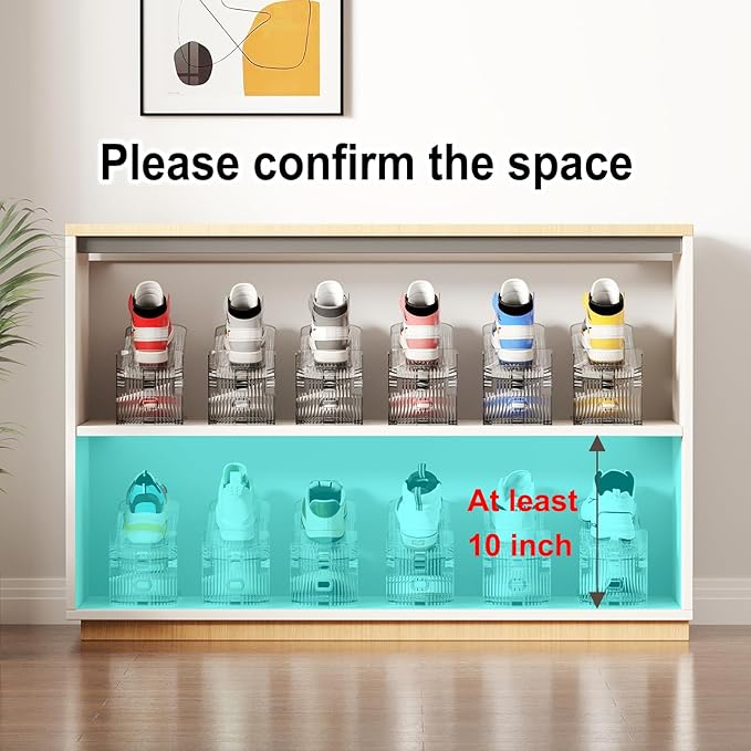 6Pack Shoe Slot Organizers for Closet Shoe Stacker Organizer Storage Shoe Rack Space Saver Storage Shoe Holder Organization