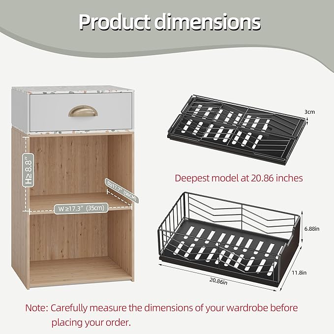 NETEL 2 Pack Pull Out Cabinet Organizer, No Drill Slide Out Drawers for Kitchen Cabinets, Peel and Stick Pull Out Drawers, Kitchen Cabinet Organizer,Black,11.8" W X 20.86" D X 6.9" H