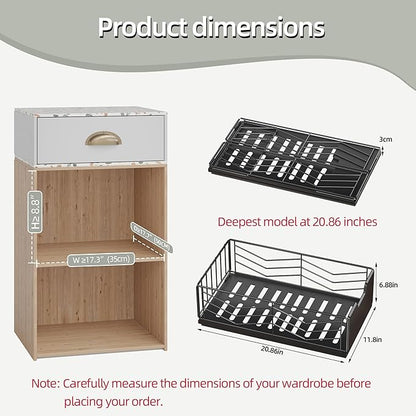 NETEL 2 Pack Pull Out Cabinet Organizer, No Drill Slide Out Drawers for Kitchen Cabinets, Peel and Stick Pull Out Drawers, Kitchen Cabinet Organizer,Black,11.8" W X 20.86" D X 6.9" H