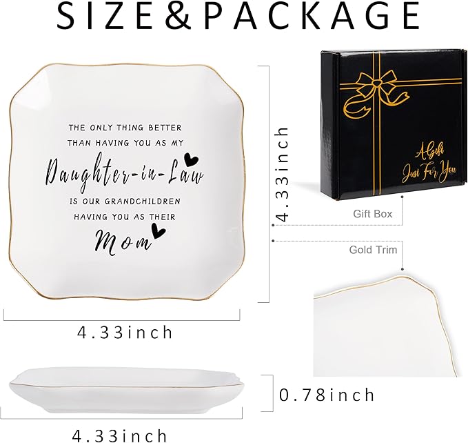 Jelershy Daughter in Law Gifts Jewelry Dish Tray for Future Daughter in Law Wedding Birthday Christmas Mothers Day Valentines Gift- The Only Thing Better Than Having You As My Daughter in Law