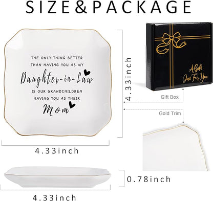 Jelershy Daughter in Law Gifts Jewelry Dish Tray for Future Daughter in Law Wedding Birthday Christmas Mothers Day Valentines Gift- The Only Thing Better Than Having You As My Daughter in Law