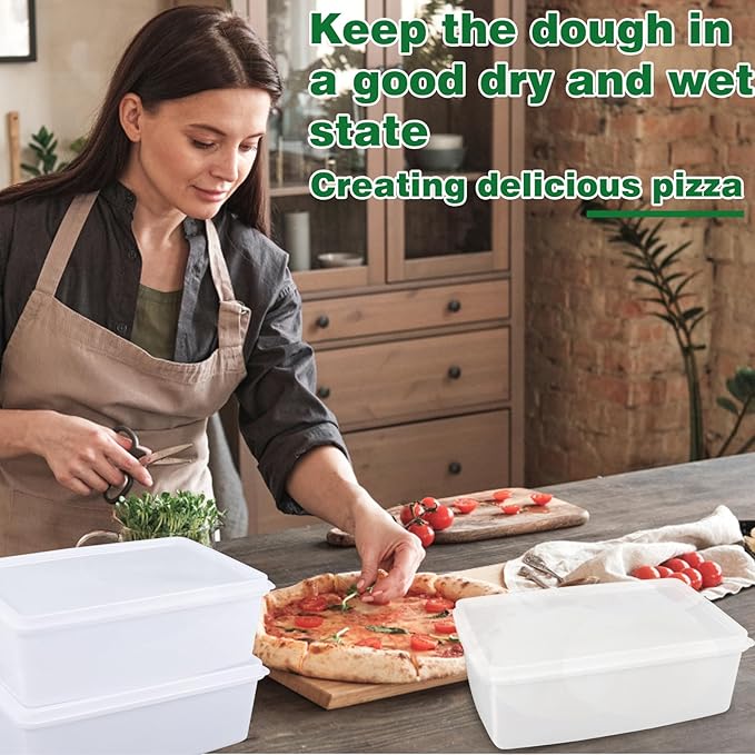 Pizza Dough Proofing Box - Set of 4 Stackable Dough Proofing Container with Lid for Family Size Dough