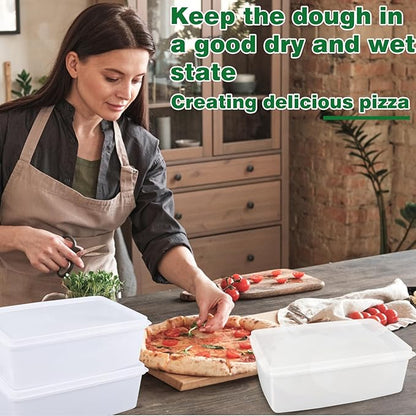 Pizza Dough Proofing Box - Set of 4 Stackable Dough Proofing Container with Lid for Family Size Dough