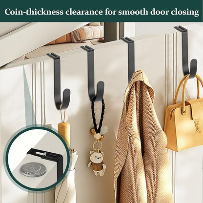 Yinsiskyer Adjustable Over The Door Hooks, Premium Metal Hooks for Hanging, Heavy Duty Door Coat Hangers and Towel Door Hangers, Cubicle Hook fits 1 3/8" to 3 1/2" Longer Panels for Wreath,Black,5 Pcs