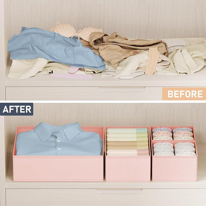 DIMJ Drawer Organizer Clothes Storage - 24 Pack Baby Dresser Organizer for Nursery, Small Fabric Closet Drawer Organizer Bins for Underwears Socks, Foldable Storage Dividers Organization for Bedroom