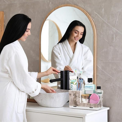 PARKMANI Toothbrush Holders for Bathroom Countertop Organizer, Kids Electric Toothbrush and Toothpaste Holder for Bathroom Organizers and Storage (White Marble Grain)