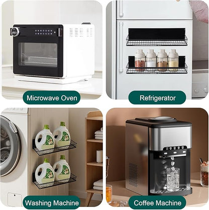 2 Pack Large Magnetic Shelves Spice Rack Organizer for Washing Machine, Fridge, Refrigerator, Oven, Coffee Maker, Metal Peg Board