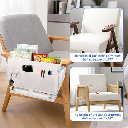 NINTHFIT Bedside Caddy for Dorm Bed Bedside Organizer, Bedside Storage with 10 Pockets and Power Strip Holder, Multifunctional Bedside Pocket for Home, College, Dorm, Bunk/Hospital/Crib Bed (Beige)